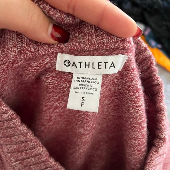 Athleta Soft Wool Cashmere Red V Neck Pullover Sweater Wmns S Preppy Casual - Picture 7 of 9